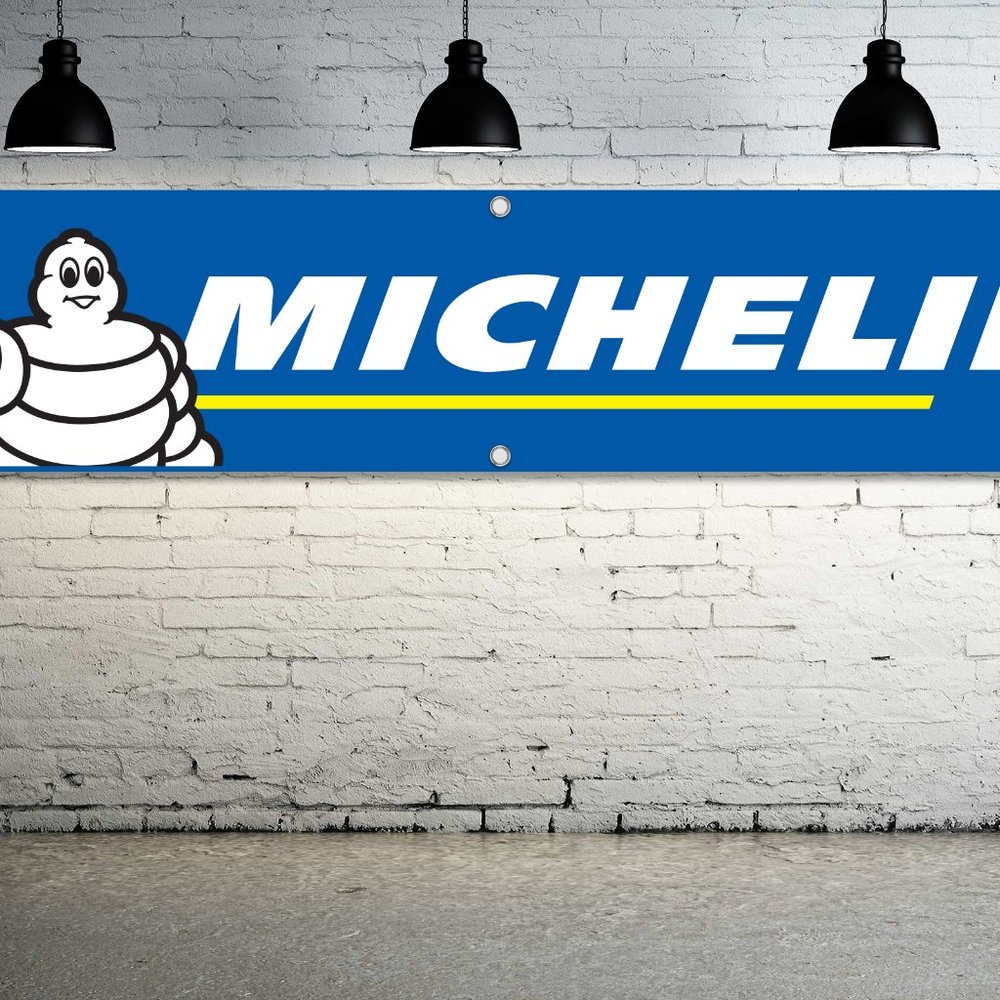 MICHELIN Tires Logo Vinyl Banner 8ft. Wide Sign Tire Store Llantas Shop Mechanic